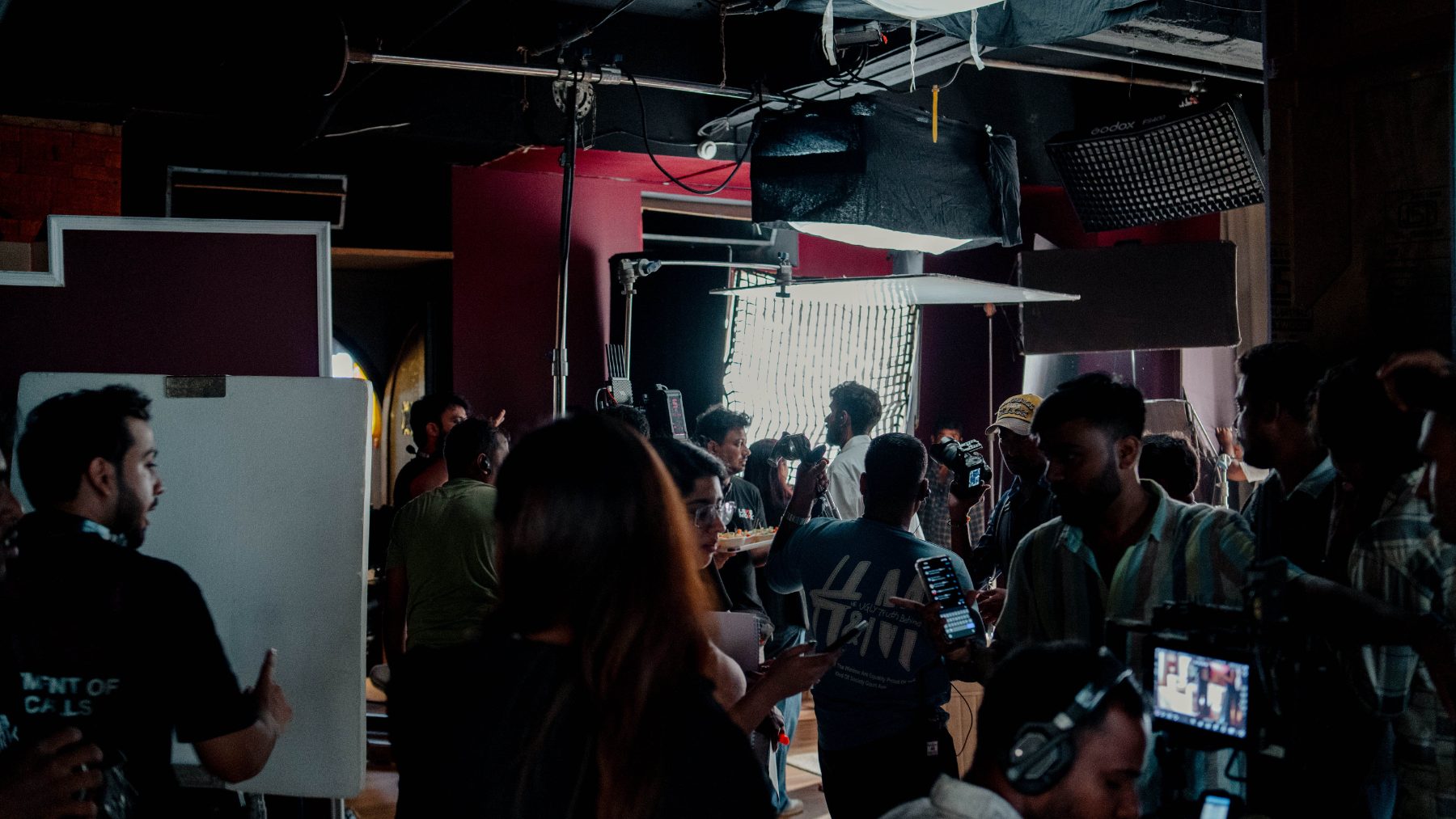 Behind the scenes, Centre for Sight with Milind Soman: Crew at the monitors on the studio floor